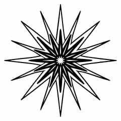 Fototapeta premium Abstract Black and White Starburst Mandala: Geometric, Sharp, Intense Design Element