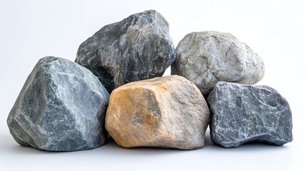 Fototapeta premium Natural Stones, Rock Collection, Studio Setting, Photography, Minimalist Style, Close-Up View, Nature's Beauty