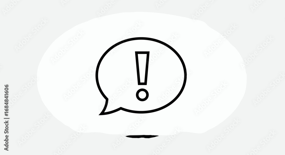 Poster exclamation mark icon in speech bubble with minimalist design