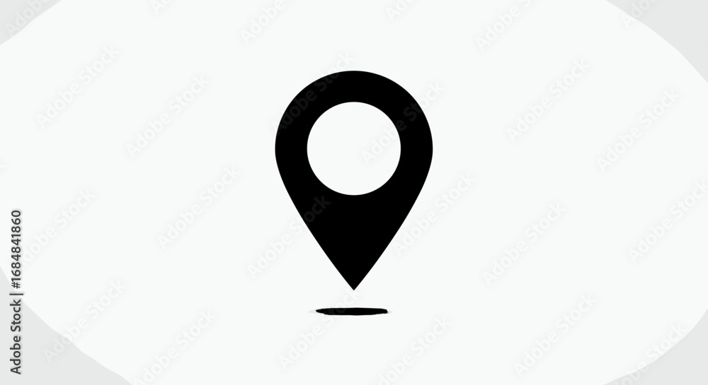 Poster minimalist location pin design with drop shadow effect
