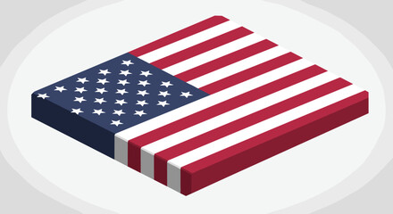 Isometric united states flag illustration on a 3d platform