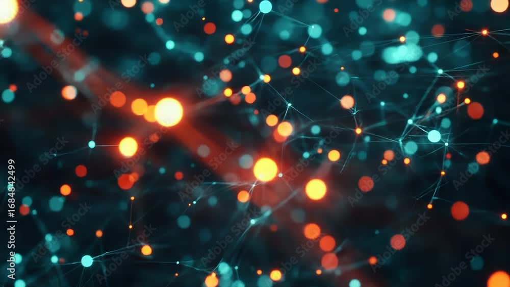 Poster network connections creating complex data flow visualization