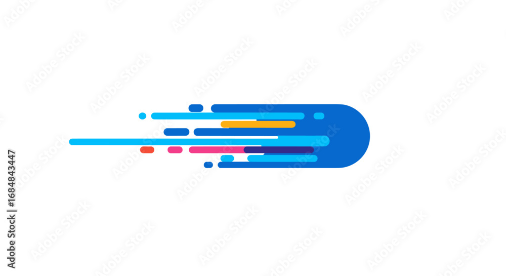 Poster colorful dynamic abstract shape with horizontal speed effect on white background