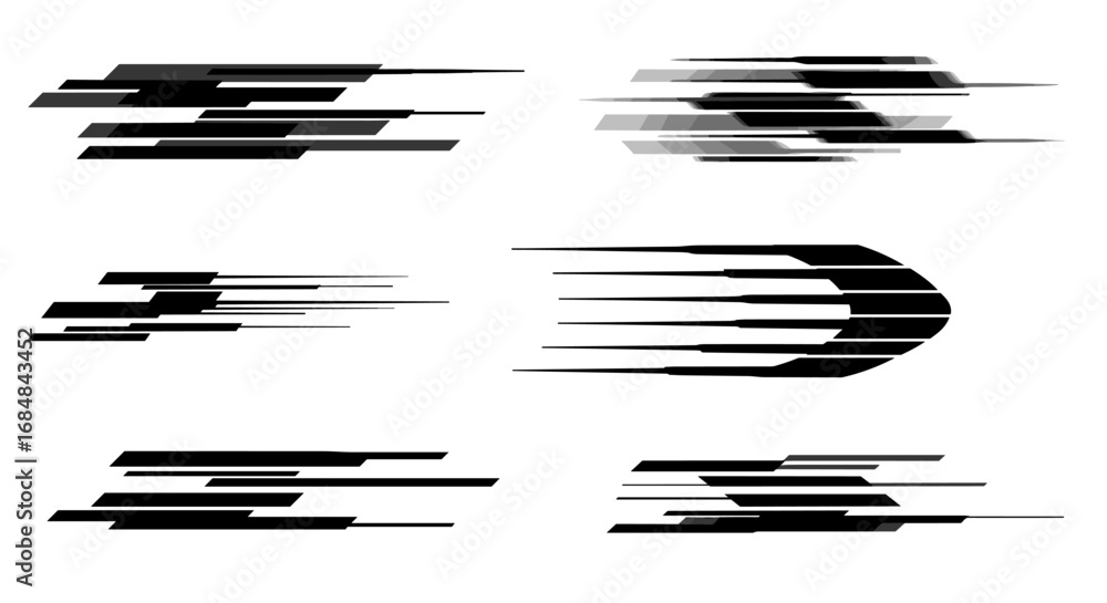 Poster dynamic speed lines collection featuring abstract black and white elements in motion