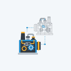 vector illustration of a bulldozer