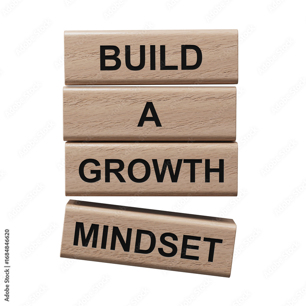 Poster build a growth mindset symbol. concept words build a growth mindset on wooden blocks.business and bu