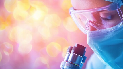 Virus Scientist examining a viral sample under a microscope in a research laboratory.