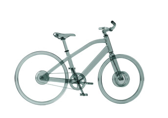 Fototapeta premium Isolated transparent green bicycle, modern urban transport, healthy lifestyle