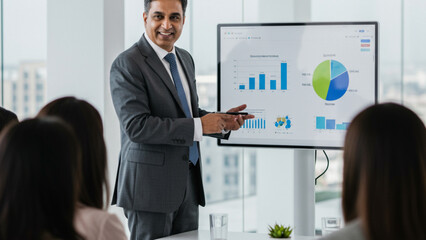 Indian Business Professional Leading a Data Presentation