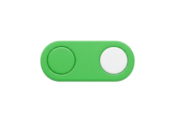 Isolated slider control in green color, toggle button showing the off state for apps