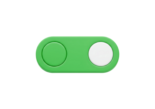 Isolated slider control in green color, toggle button showing the off state for apps