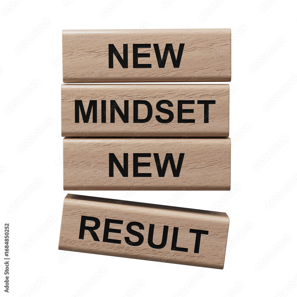 Poster mindset symbol. wooden blocks with words new mindset new result. business and new mindset new result