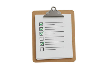Isolated checklist on clipboard, checked boxes, tasks complete, job, work done, to-do list