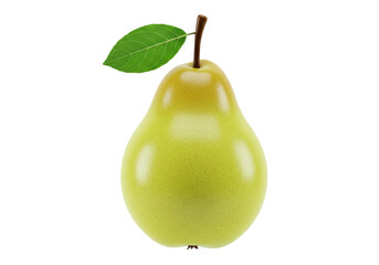 Isolated Juicy Bartlett Pear Fruit Close-Up With Green Leaf and Stem-Sweet and Ripe