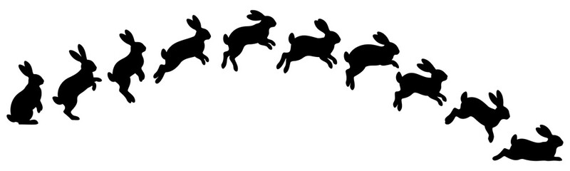 Vector silhouette of a rabbit on a white background. Symbol of Easter.