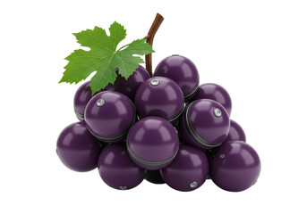 Isolated bunch of purple grapes with a green leaf on a clear surface, studio shot