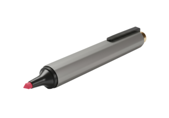 Isolated Gray Pink Highlighter Pen With Cap Ready To Write, Draw, Highlight, Illustrate
