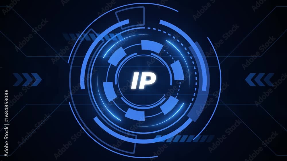 Aufkleber digital ip address concept presented on a futuristic blue neon hud interface internet protocol netwo