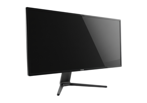 Isolated Black Computer Monitor on Stand for Desktop PC Display Peripheral Device