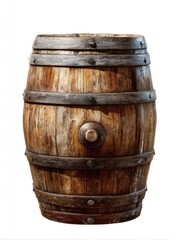 Obraz premium Aged wooden barrel, front view