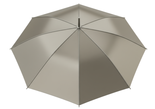 Isolated tan-colored umbrella, rain or shine, rain protection accessory for weather, forecasts