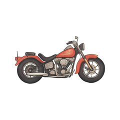 Obraz premium Detailed side view illustration of a classic custom cruiser motorcycle. An iconic symbol of biker culture, power, and adventure on the highway
