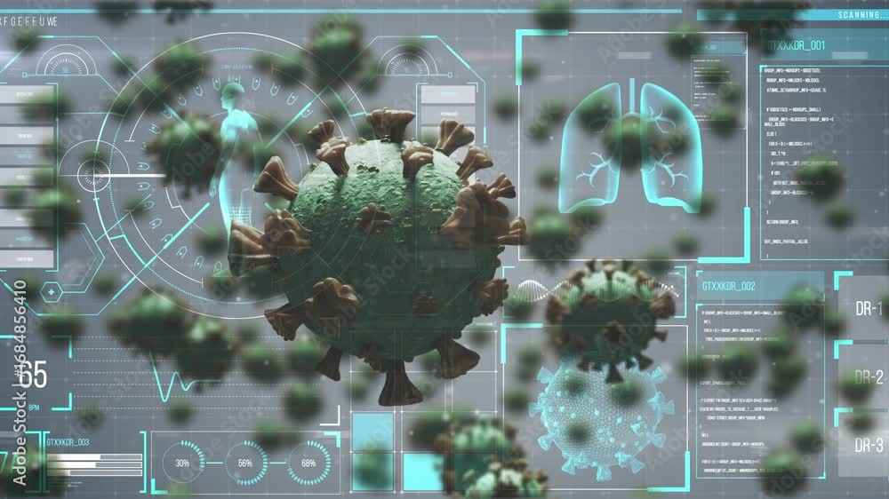 Poster animation of covid 19 cells and data processing