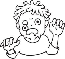 ハロウィンのゾンビのバストアップ_線画