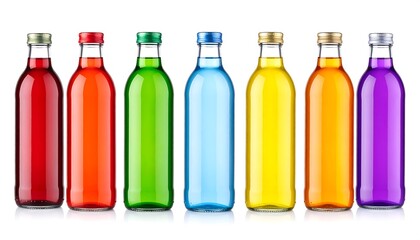 Row of colorful glass bottles