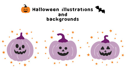 Halloween-44　ハロウィンのイラスト素材。あしらいセット