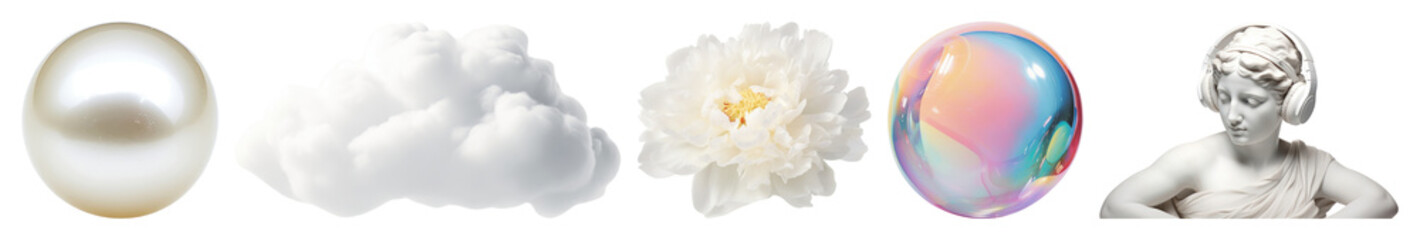 PNG Elegant ethereal objects collection, element set on transparent background