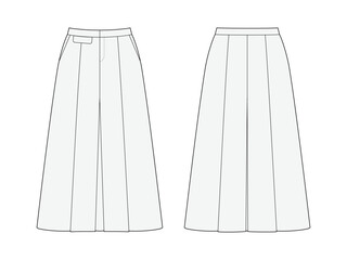 Women's Pleated skirt fashion flat sketch