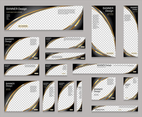 Collection of business web banners colorful template design with image and text space stock illustration 