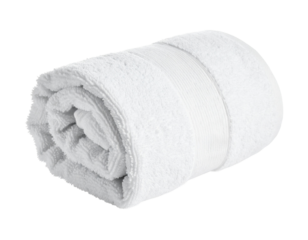 A soft white rolled up blanket or duvet, a comfortable household item, isolated on a white background.