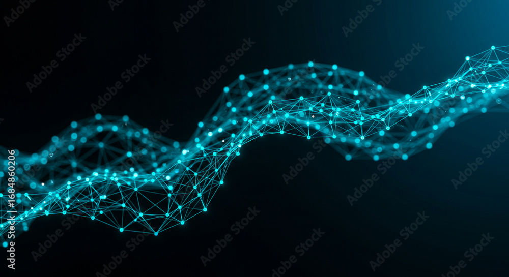 Aufkleber abstract futuristic technology background with a glowing blue plexus of connected dots and lines for