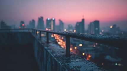 Naklejka premium Aerial view of city buildings 3d illustration with pink sky,top view of abstract modern city downtown,for banner,space for text.