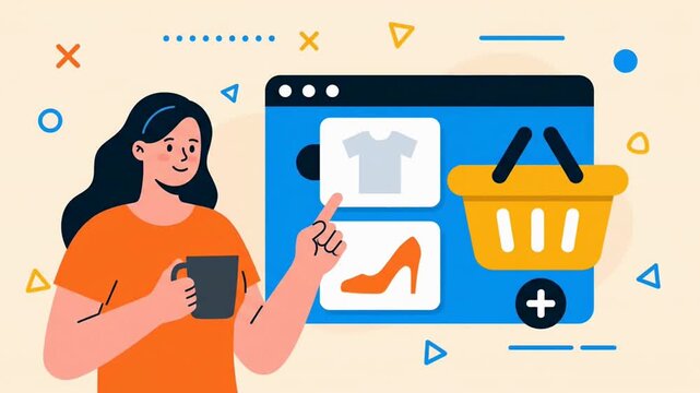 Woman Shopping for Shoes Online Using a Web Browser.