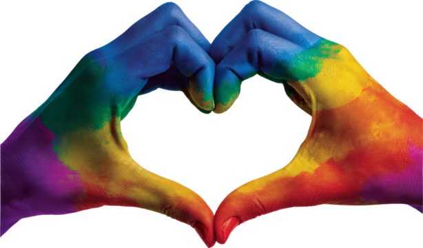 Rainbow Heart Hands: Symbol of Love & Unity, Painted in Vibrant Colors