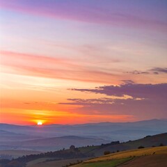 Obraz premium Colorful sunrise over rolling hills