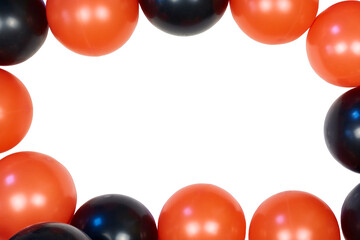 red and black balloons frame isolated on white or transparent png