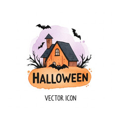 Halloween Text Vector Icon: Spooky 'Halloween' Typography with Dripping Letters for Holiday Designs, Party Flyers, and Social Media
