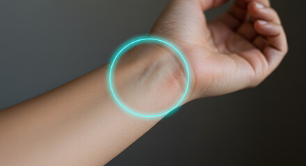 Digital Scan Monitoring Human Wrist Biometric Health Technology