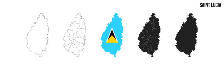 Saint Lucia map set. Vector EPS 10