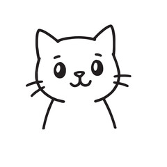 Cat Doodle Black and White Illustration Vector Image Cute Kitten Sketch Line Art Drawing Silhouette
