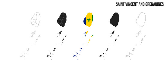 saint vincent and grenadines map set. Vector EPS 10