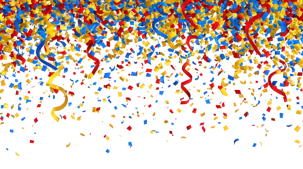Red Gold Blue Confetti Burst On Black Background