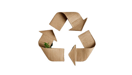 Wood recycling symbol with plant
