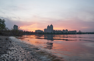 Fototapeta premium view on Dnipro river in Kyiv Ukraine