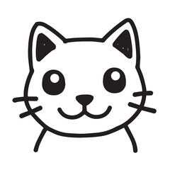 Cat Doodle Black and White Illustration Vector Image Cute Kitten Sketch Line Art Drawing Silhouette