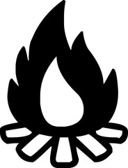 Campfire icon vector illustration with flames and logs symbol of camping outdoor adventure bonfire survival and wilderness lifestyle. 